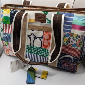 NWT COACH HAMPTON 10444 PATCHWORK MULTI-COLOR DUAL HANDLE TOTE BAG